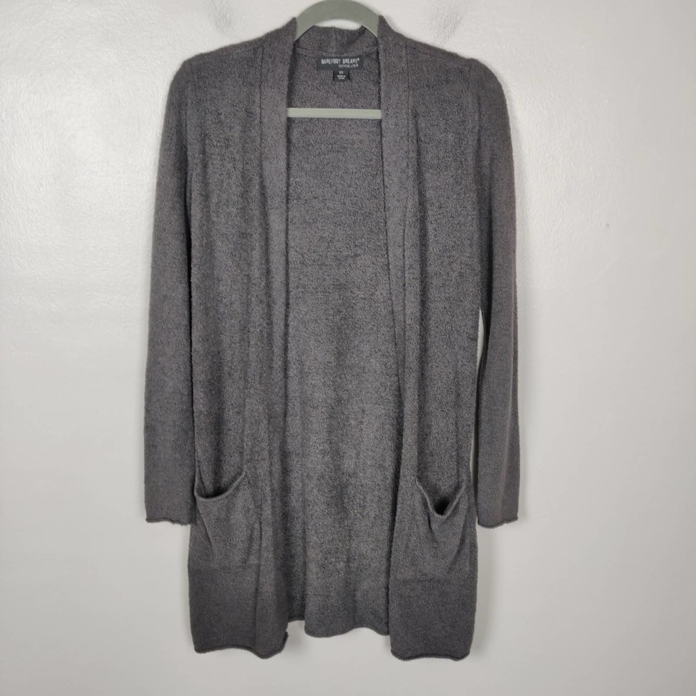 Barefoot Dreams Sweater Women's XS Gray Taupe CozyChic Lite Open Cardigan